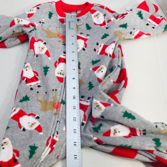 2 Pack Just One You Made By Carter's Baby Size 9 Month Santa Footed Pajama New - Picture 12 of 16